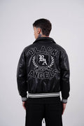 Masterboy Black angels varsity leather jacket