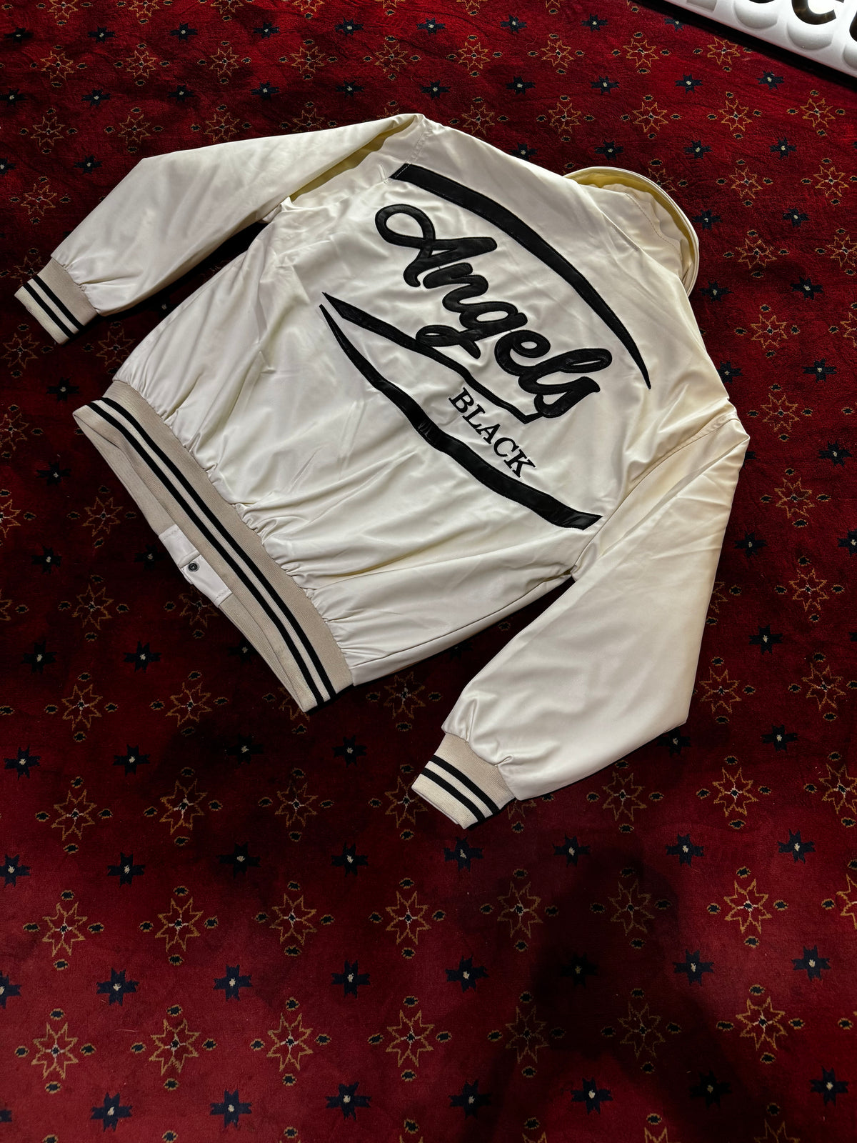 Masterboy Black angels varsity leather jacket
