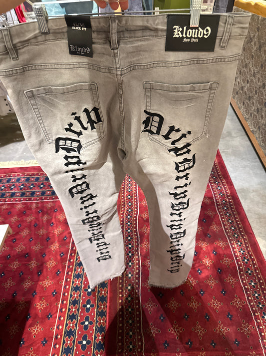 Washed Gray stacked jeans