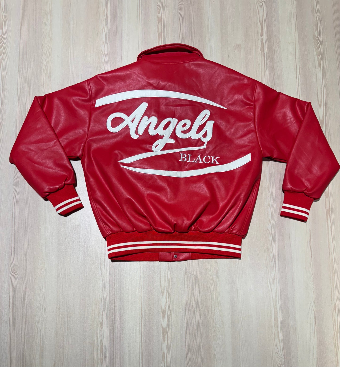 Black angels varsity leather jacket