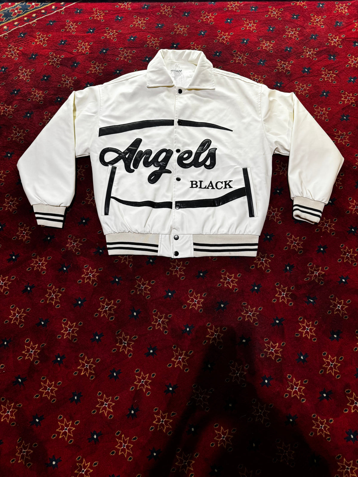 Masterboy Black angels varsity leather jacket