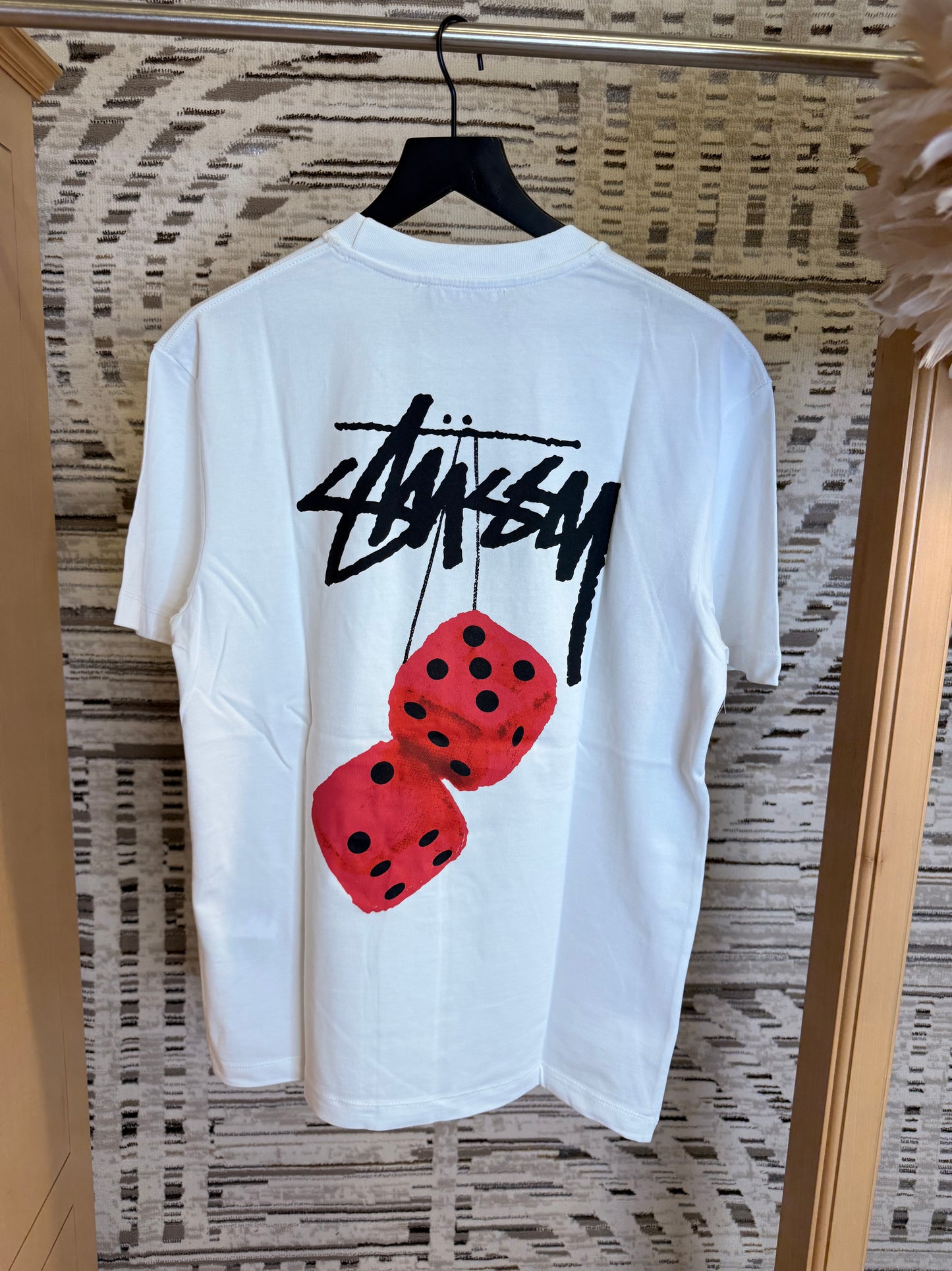 Stussy Fuzzy Dice T-Shirt White & Black