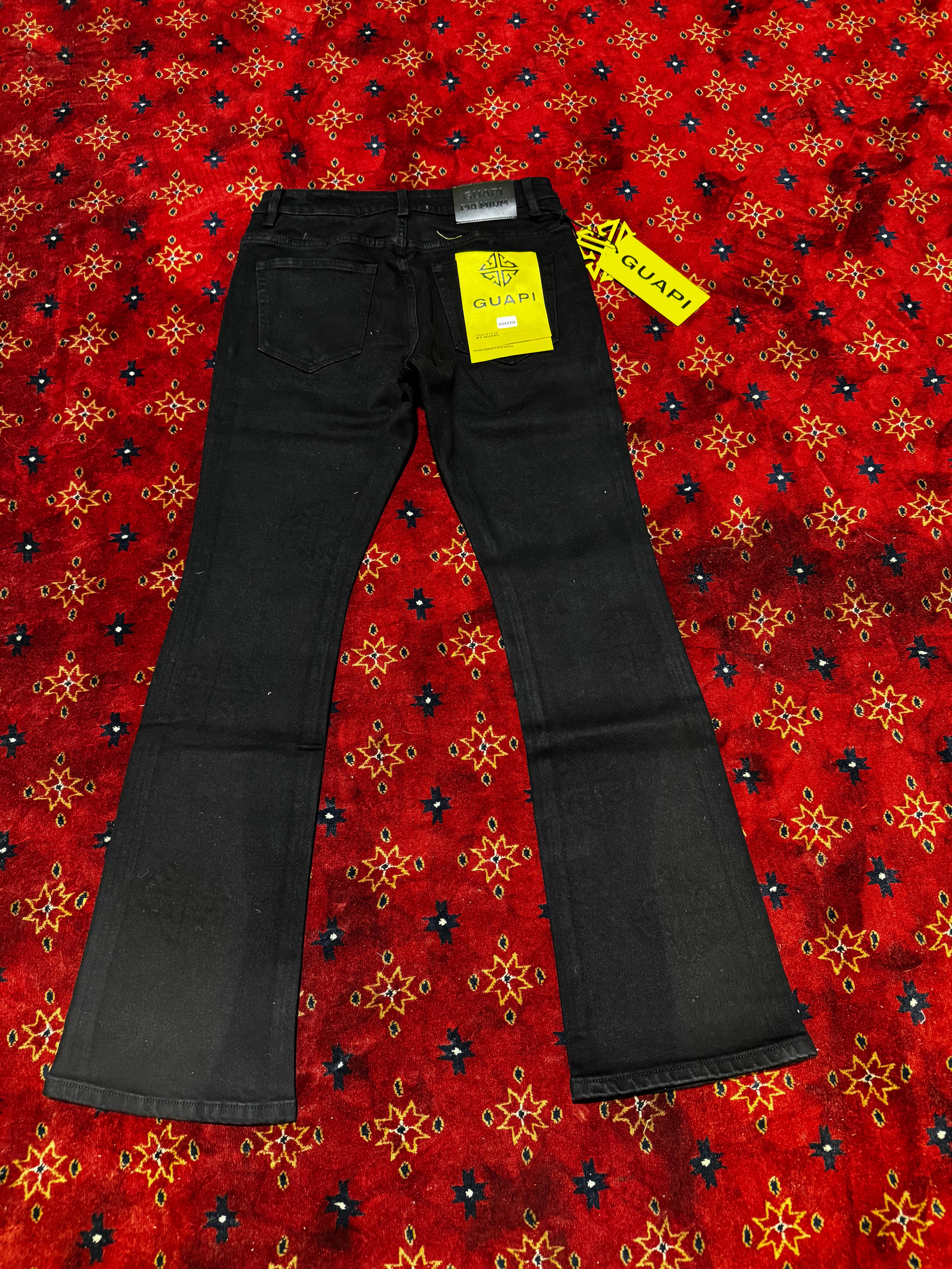 Guapi Blue skinny  Flare Denim Pants Rhinestone