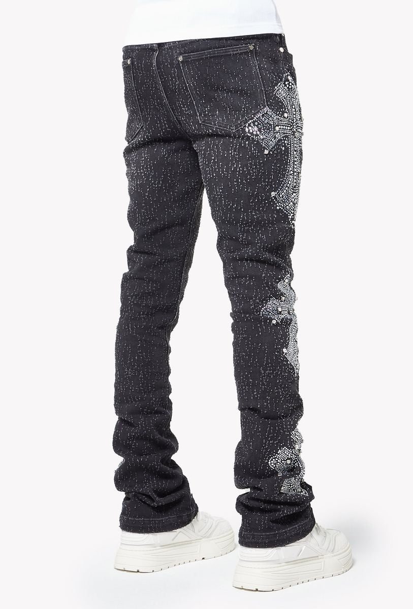 Vintage Black Distressed Cross Denim