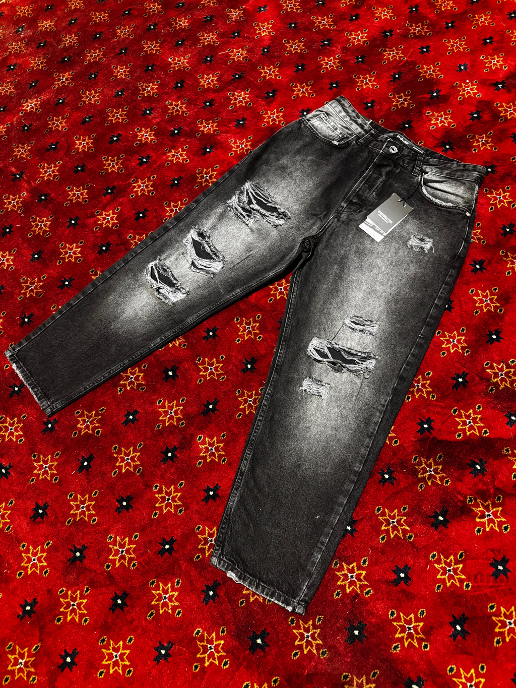 Uneffected Black straight distressed pants