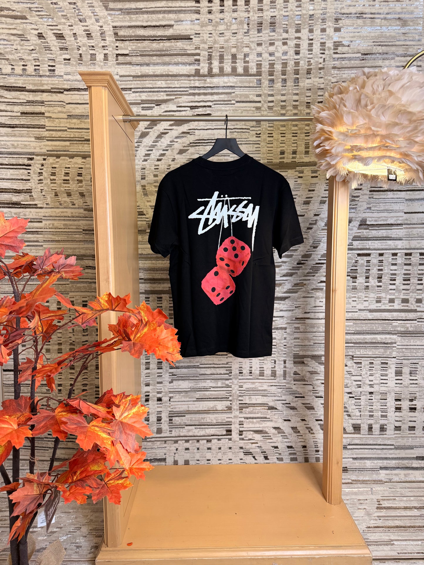 Stussy Fuzzy Dice T-Shirt White & Black