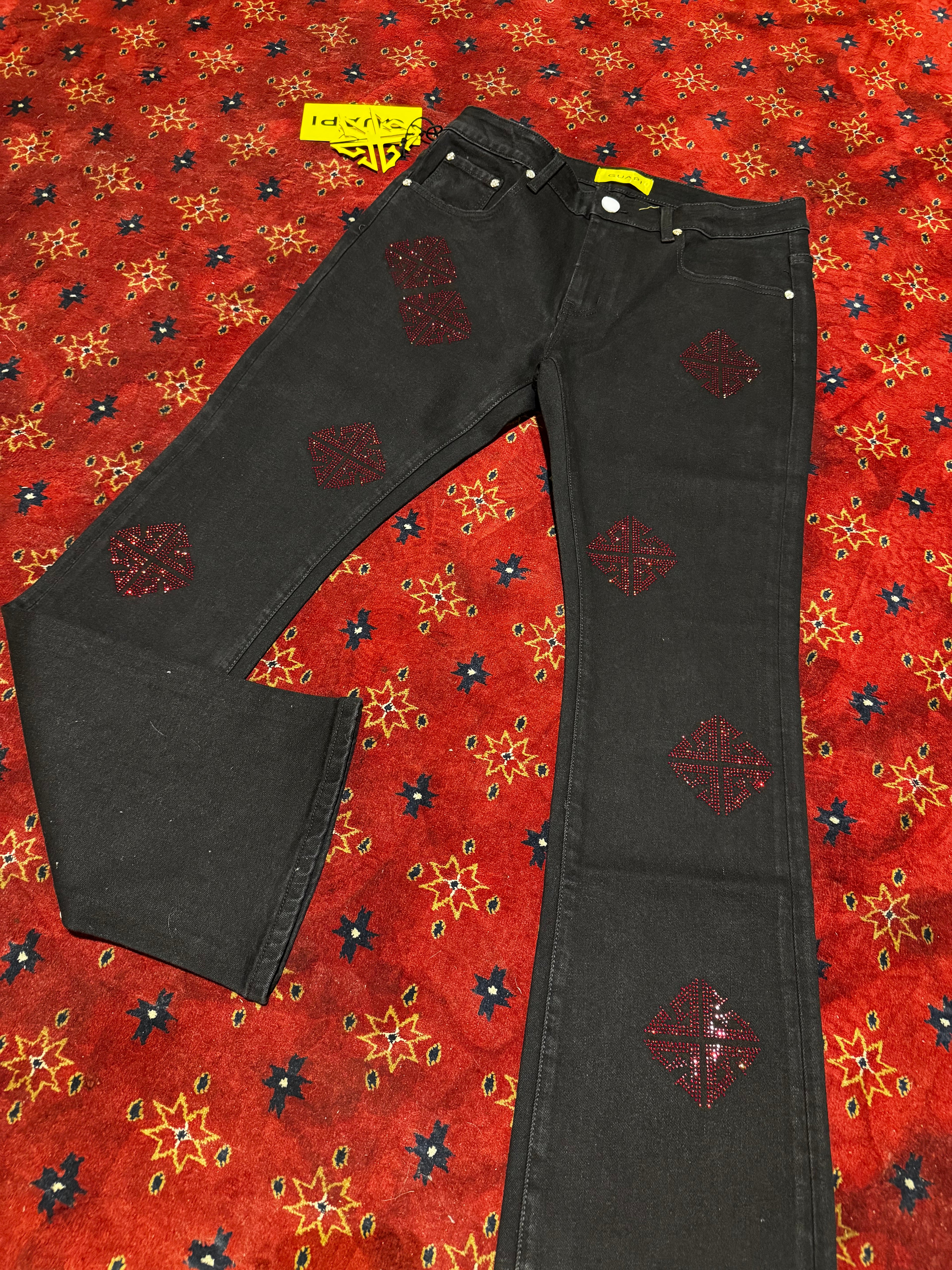 Guapi Blue skinny  Flare Denim Pants Rhinestone (Copy 2)