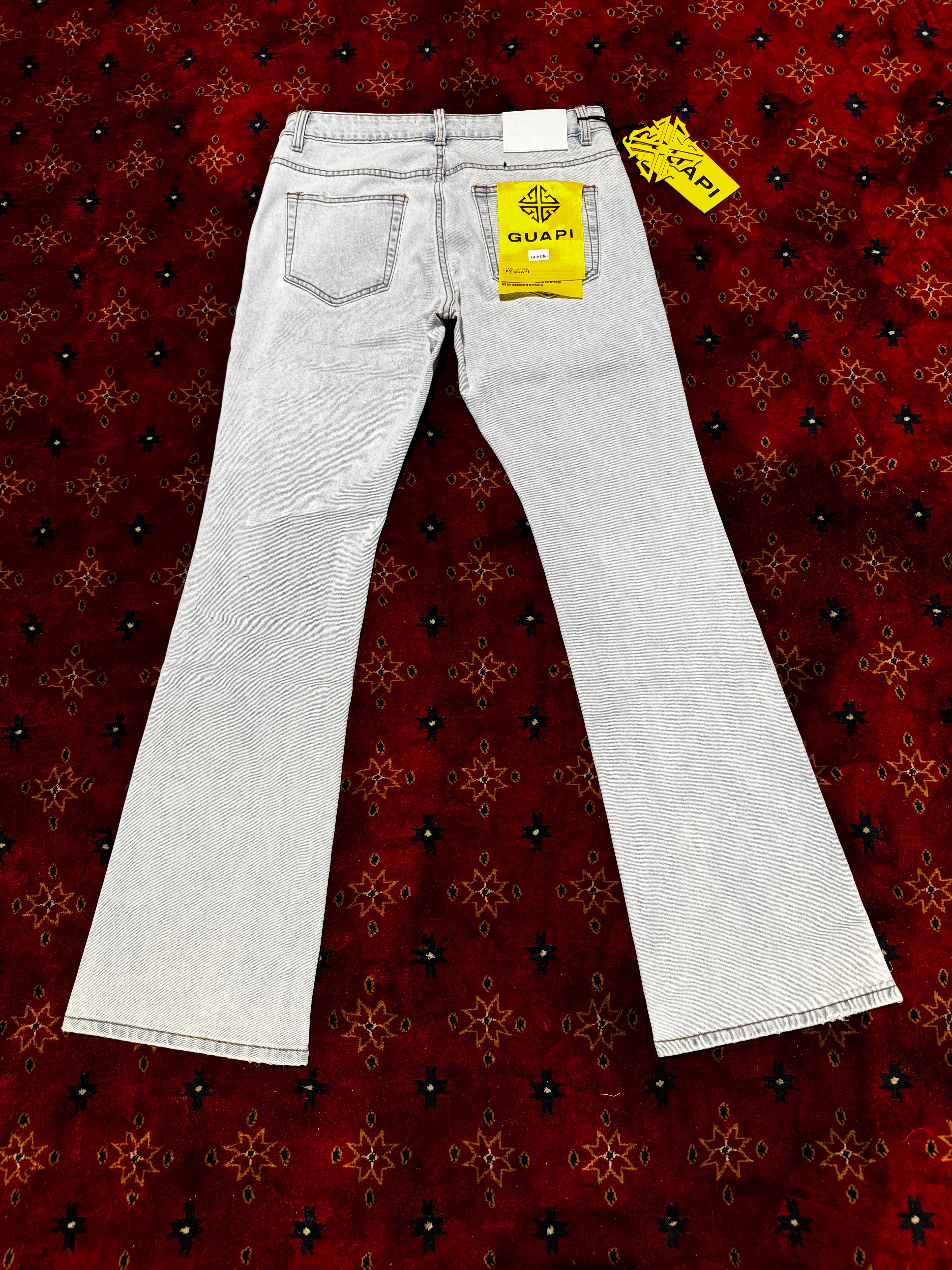 Guapi Blue skinny  Flare Denim Pants Rhinestone (Copy)