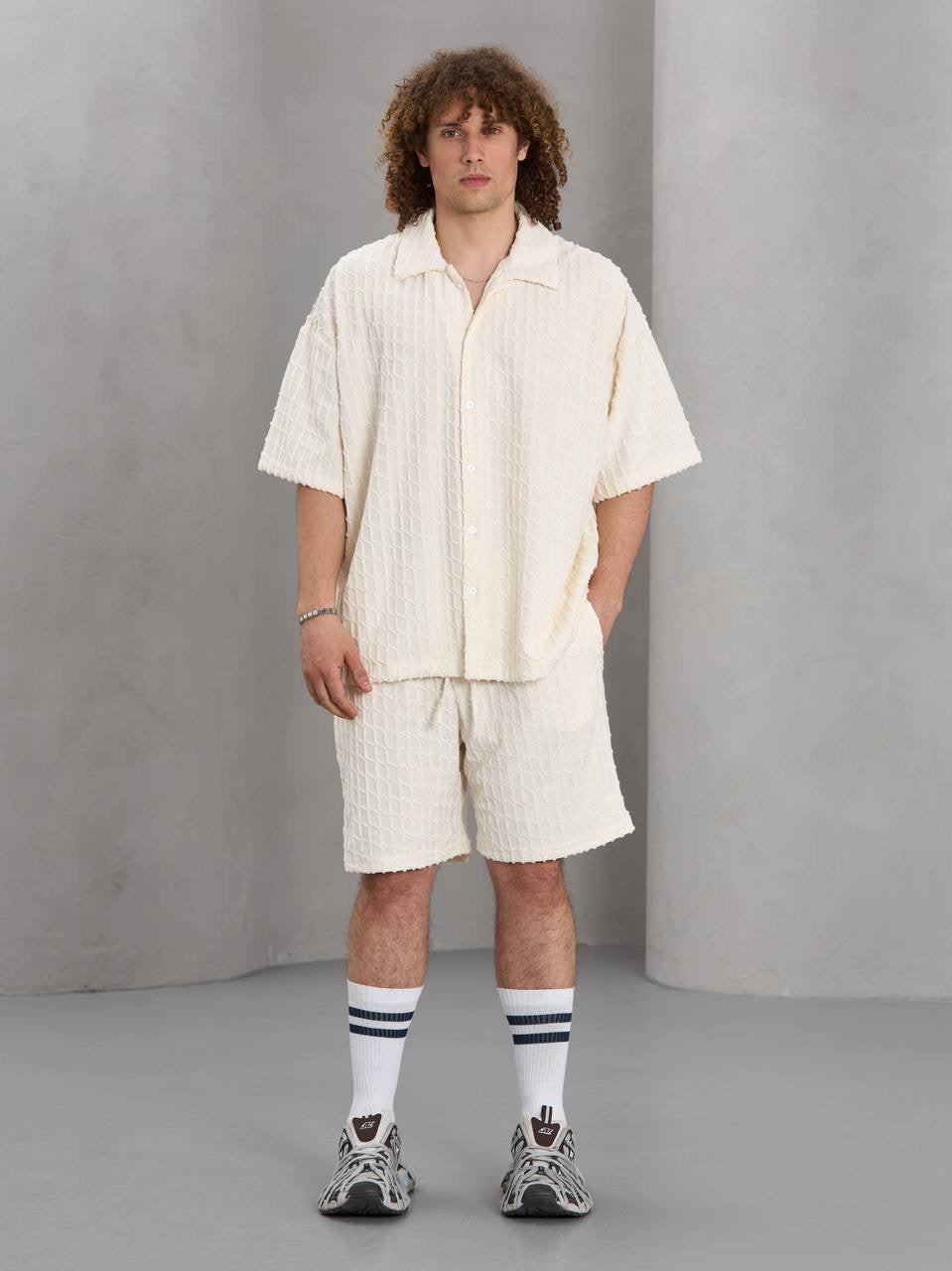 Masterboy Textured Waffle Shirt & Shorts Set