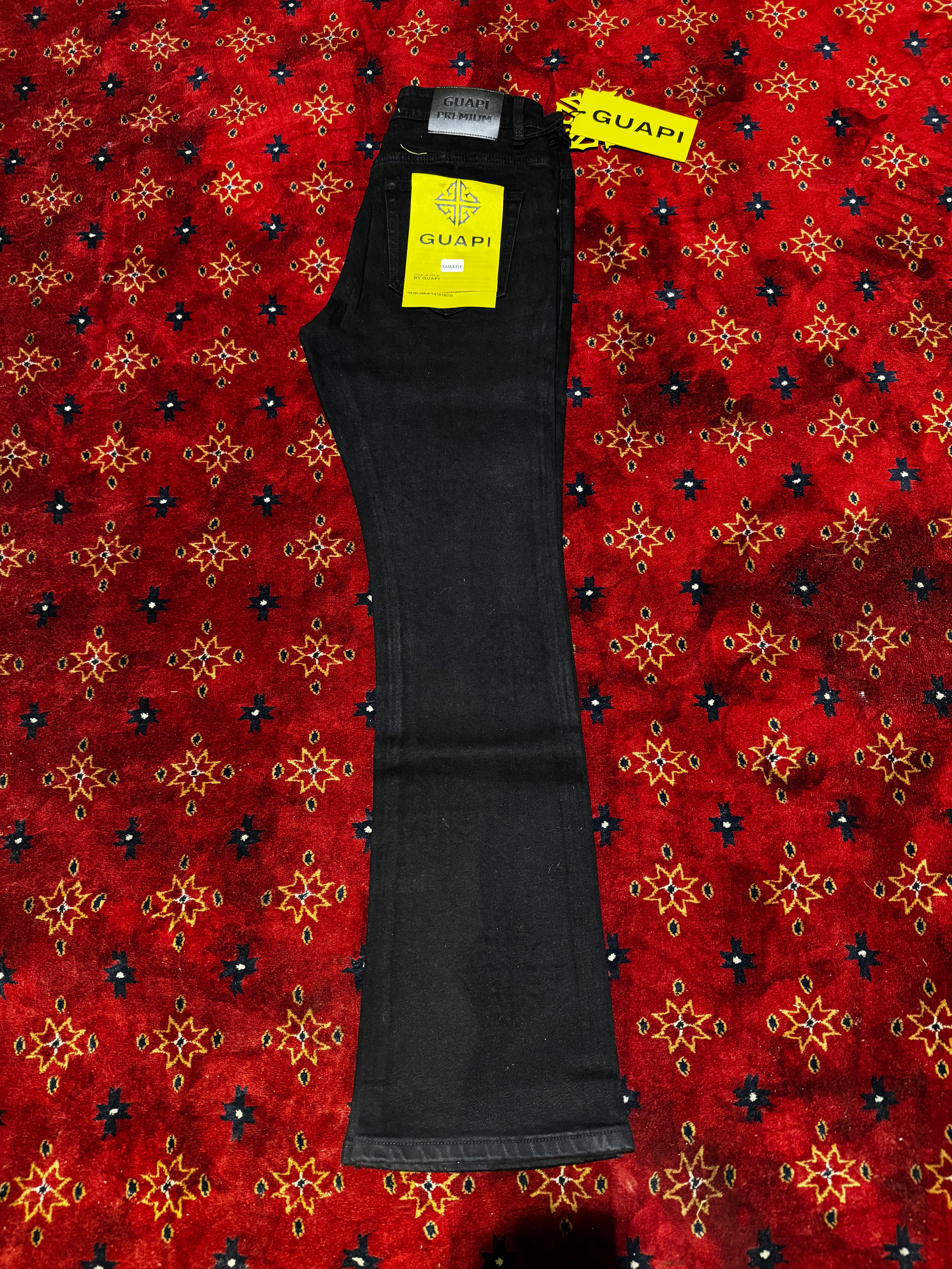 Guapi Blue skinny  Flare Denim Pants Rhinestone