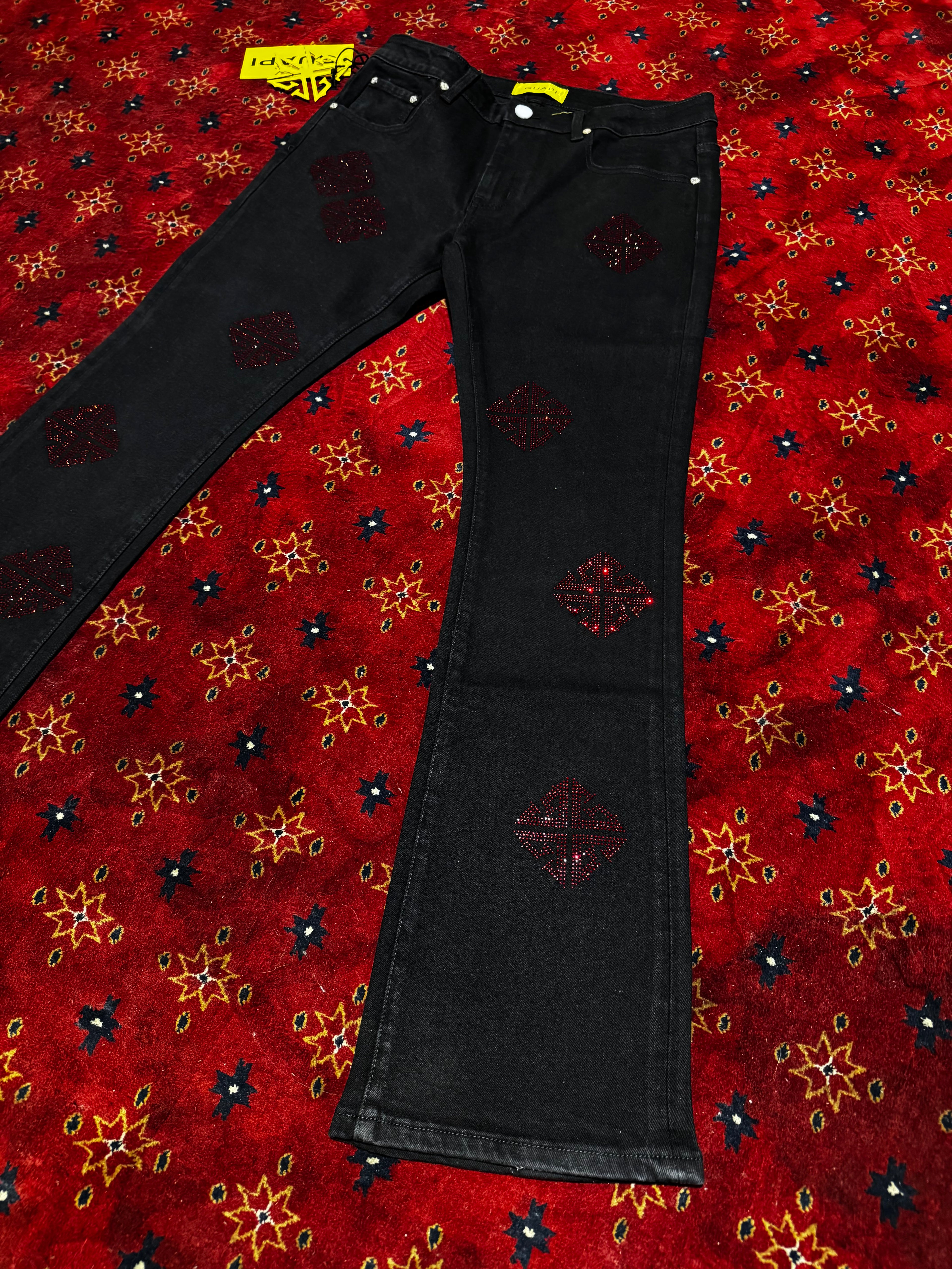Guapi Blue skinny  Flare Denim Pants Rhinestone (Copy 2)