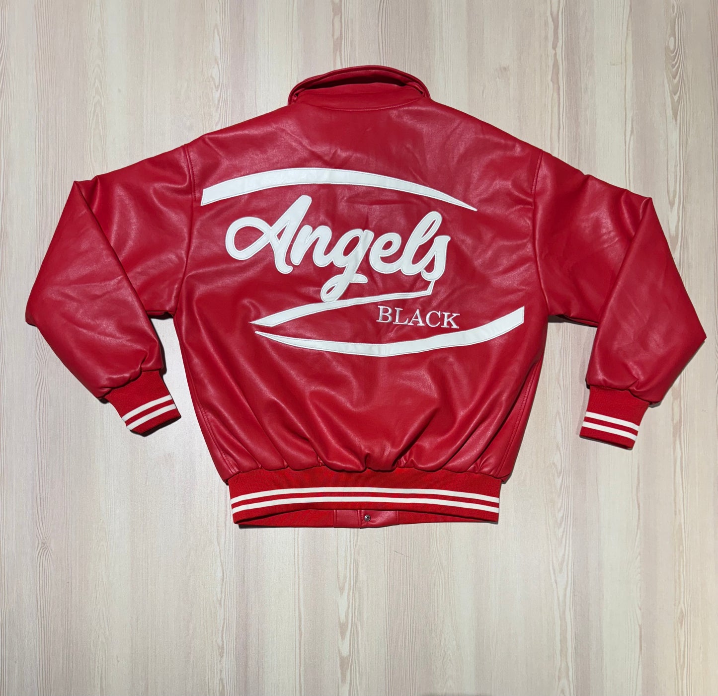 Black angels varsity leather jacket