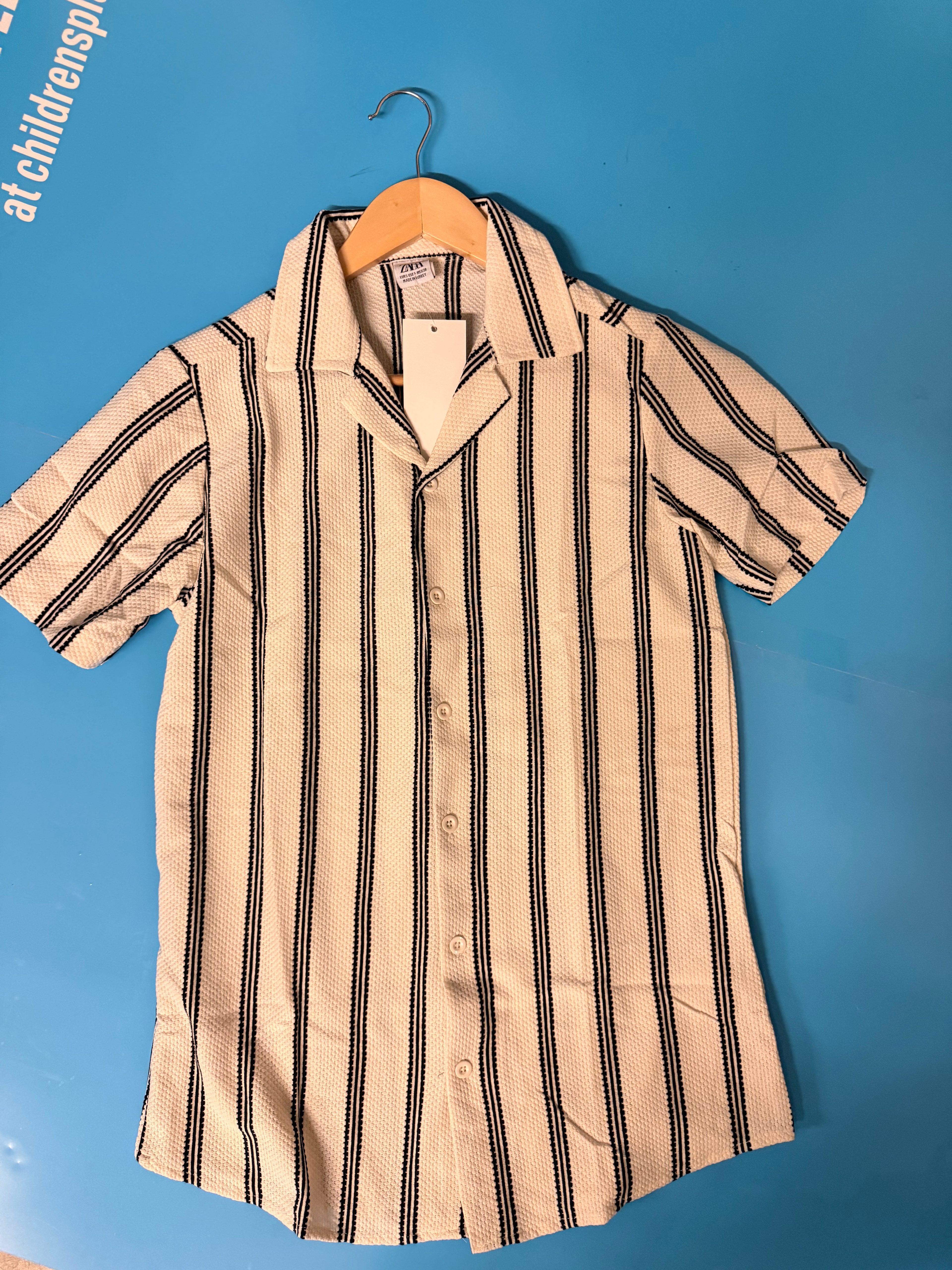 Stripped shorts sleeve botton Up