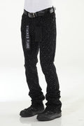 Black Rhinestone Covered Stacked Flare: 32