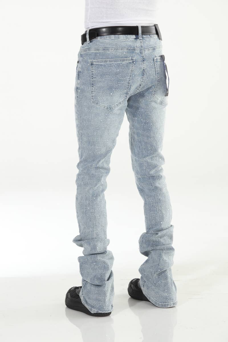 Blue Rhinestone Covered Stacked Flare: 32