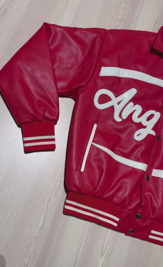 Black angels varsity leather jacket