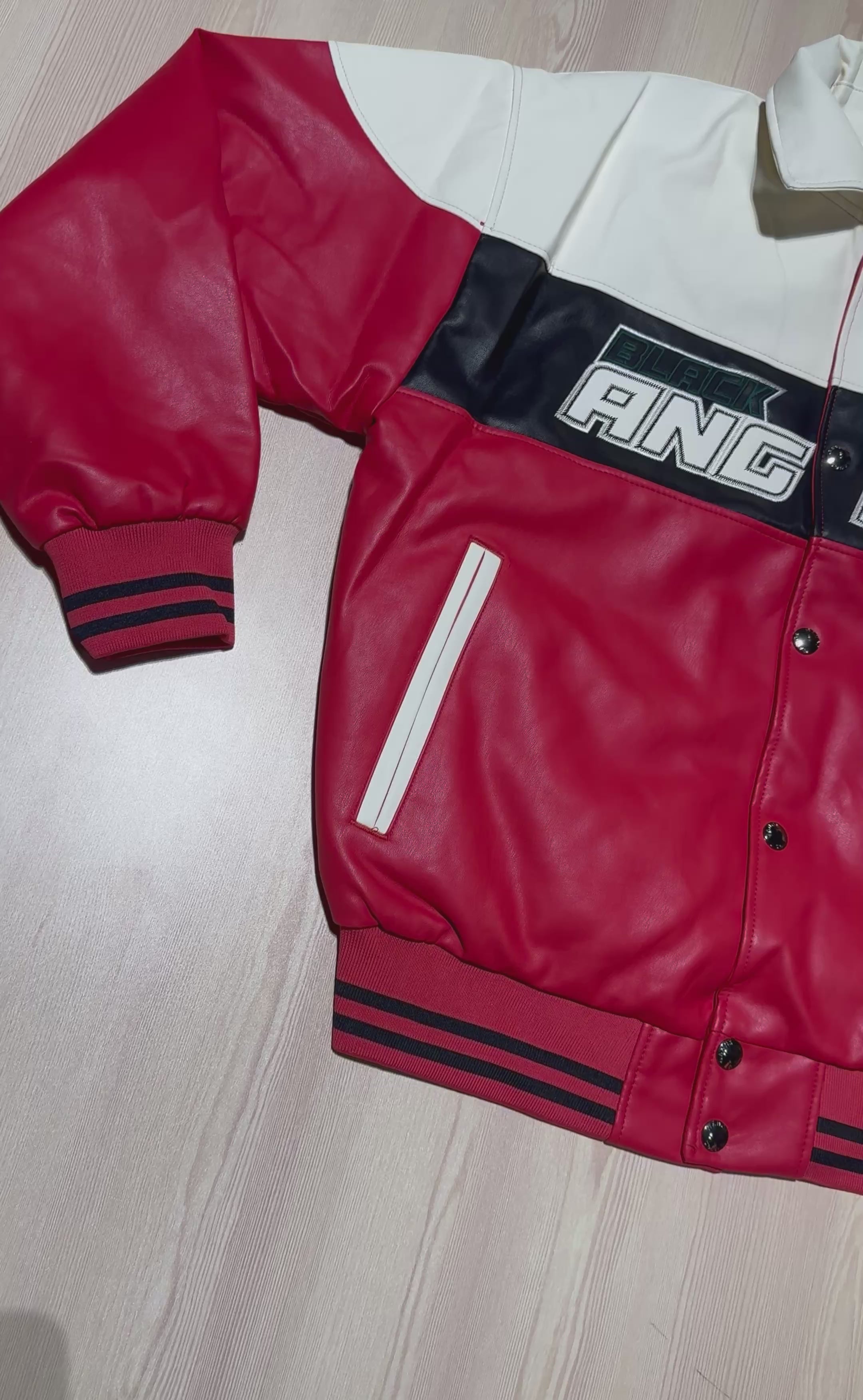 Black angels varsity leather jacket